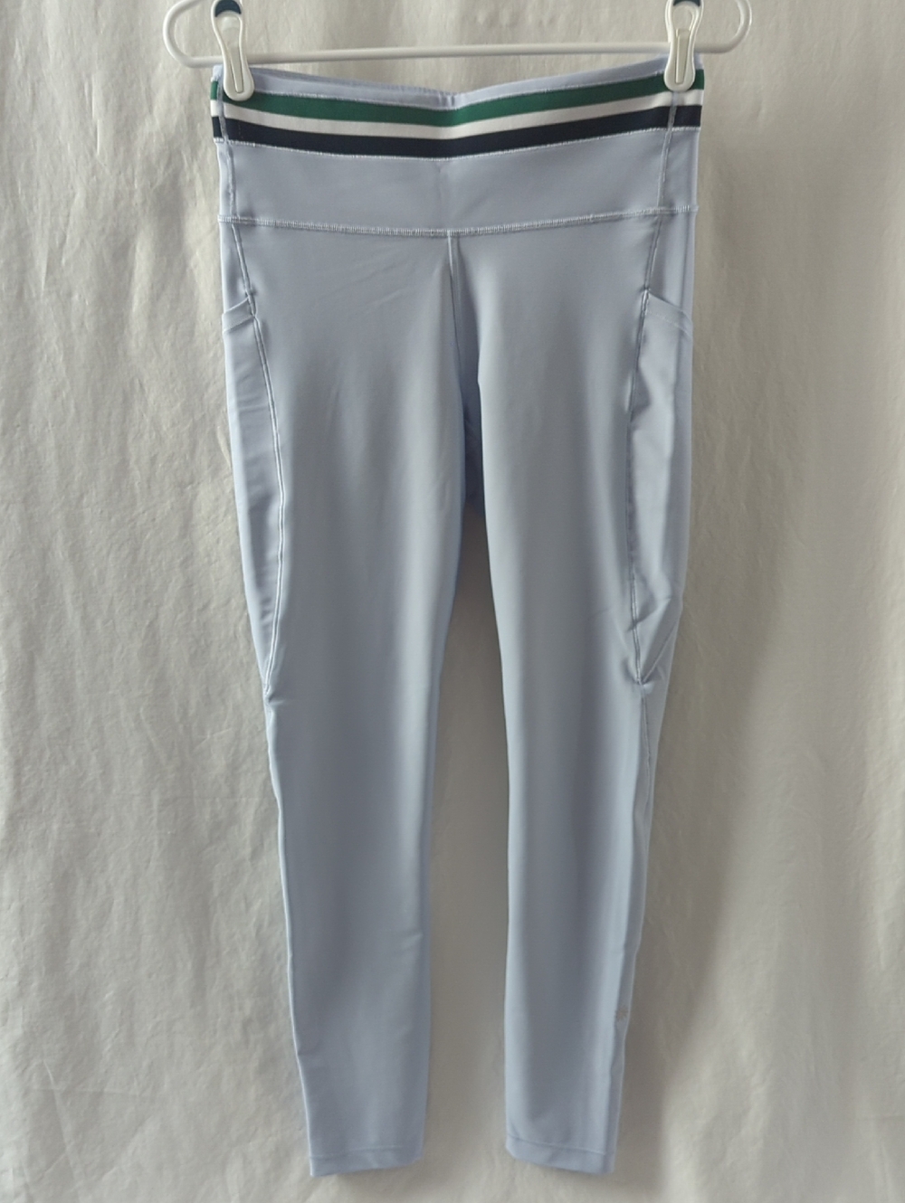 Athleta Interval Stash High Rise Stripe 7/8 Leggings Gossamer Blue Size M/T